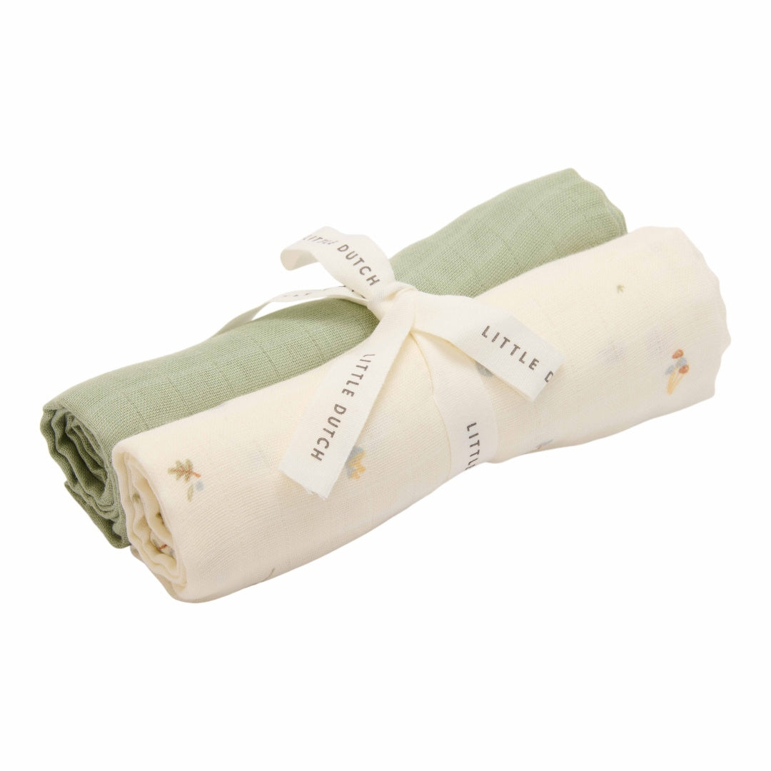Musselintuch Swaddles 70 x 70 cm -  Forest Treasures & Sage | Little Dutch