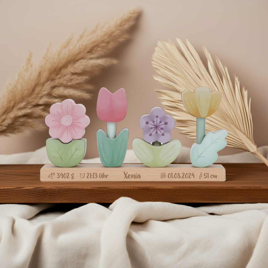 Fleurs empilées Jardin des fées « Pour une naissance »