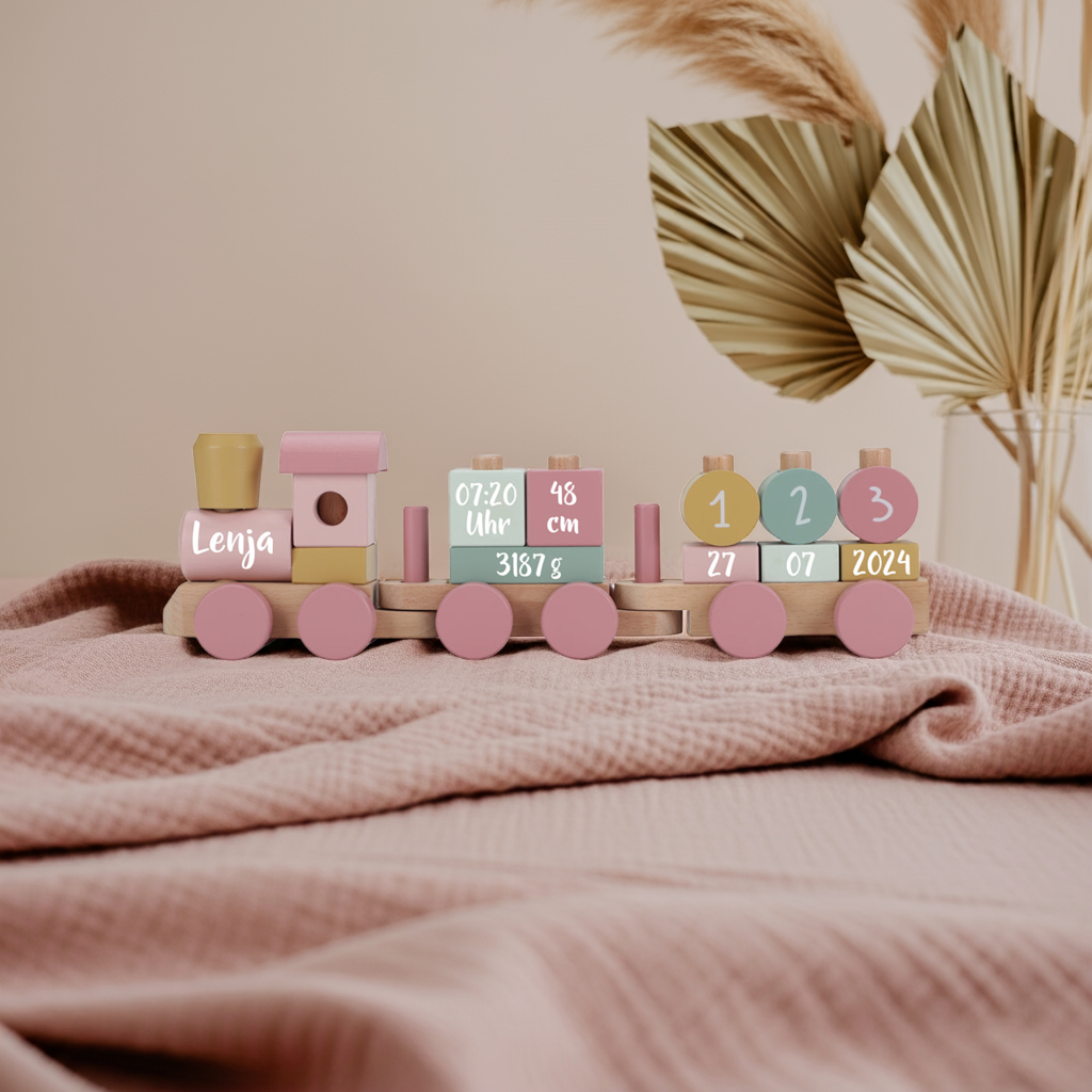 Personalized Wooden Train Fairy Garden – Gift for a Newborn