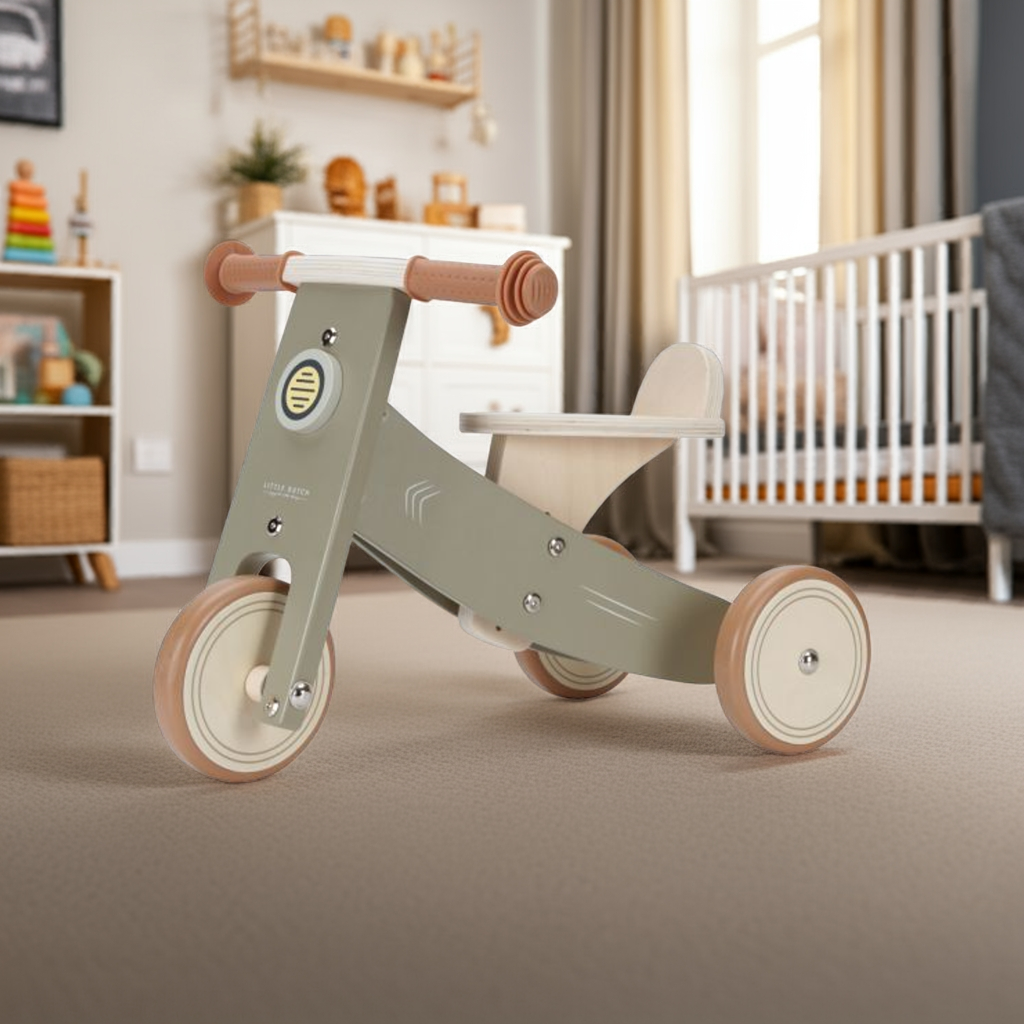 Tricycle en bois personnalisé avec nom – Cadeau pour jeunes enfants