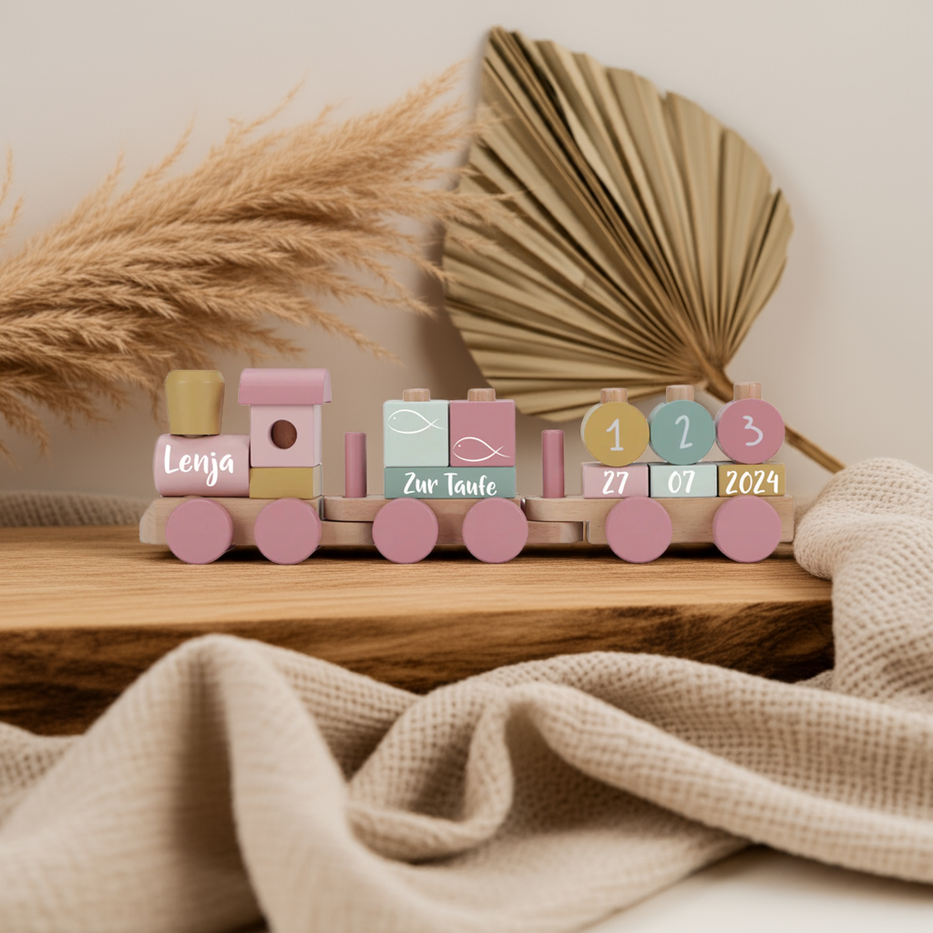 Personalized Wooden Fairy Garden Train - Christening Gift