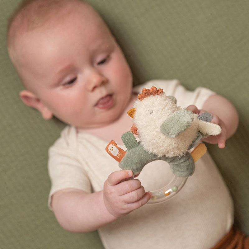 Hochet-anneau de dentition poule Little Farm – jouet pour bébé à saisir