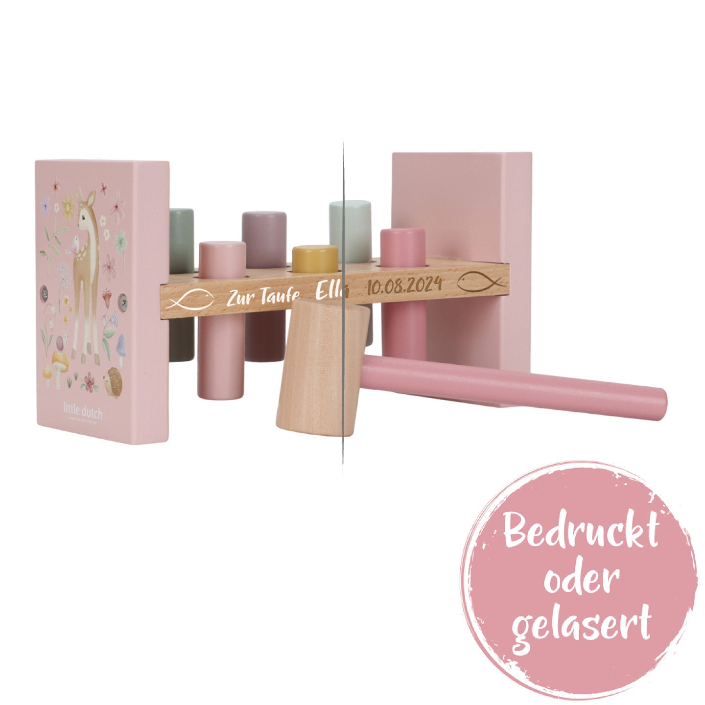 Jardin féerique en bois avec banc - Cadeau de baptême | Schmatzepuffer