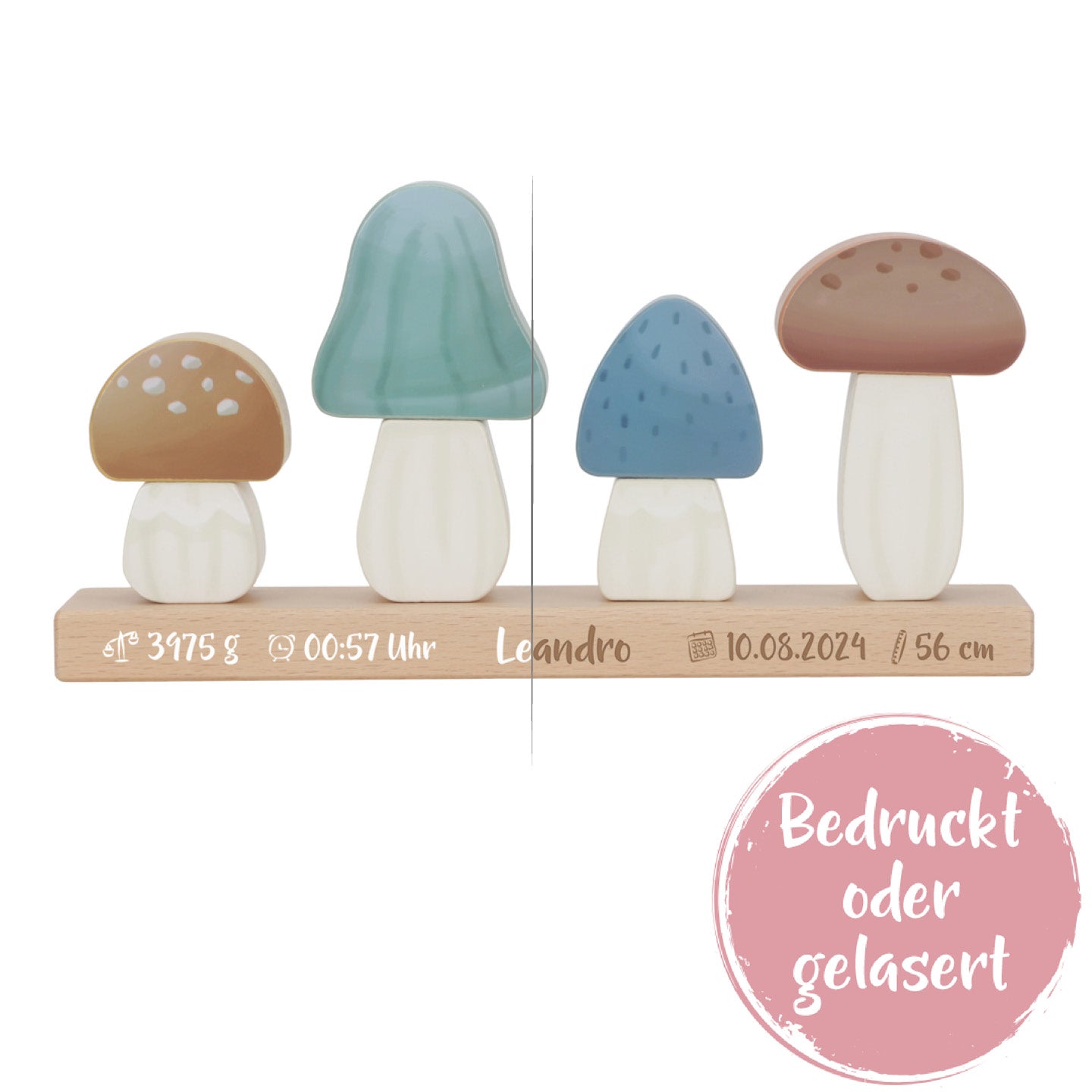 Champignons à empiler personnalisés « Amis de la forêt » – Cadeau de naissance