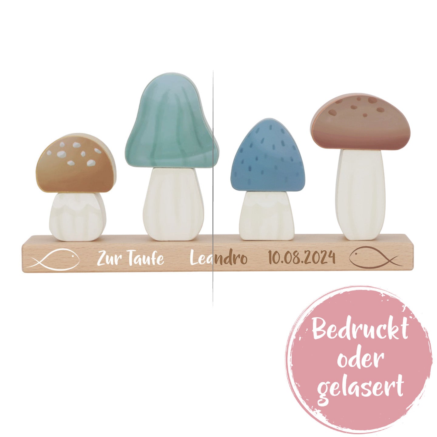 Champignons empilables personnalisés Forest Friends – Cadeau de baptême | Schmatzepuffer