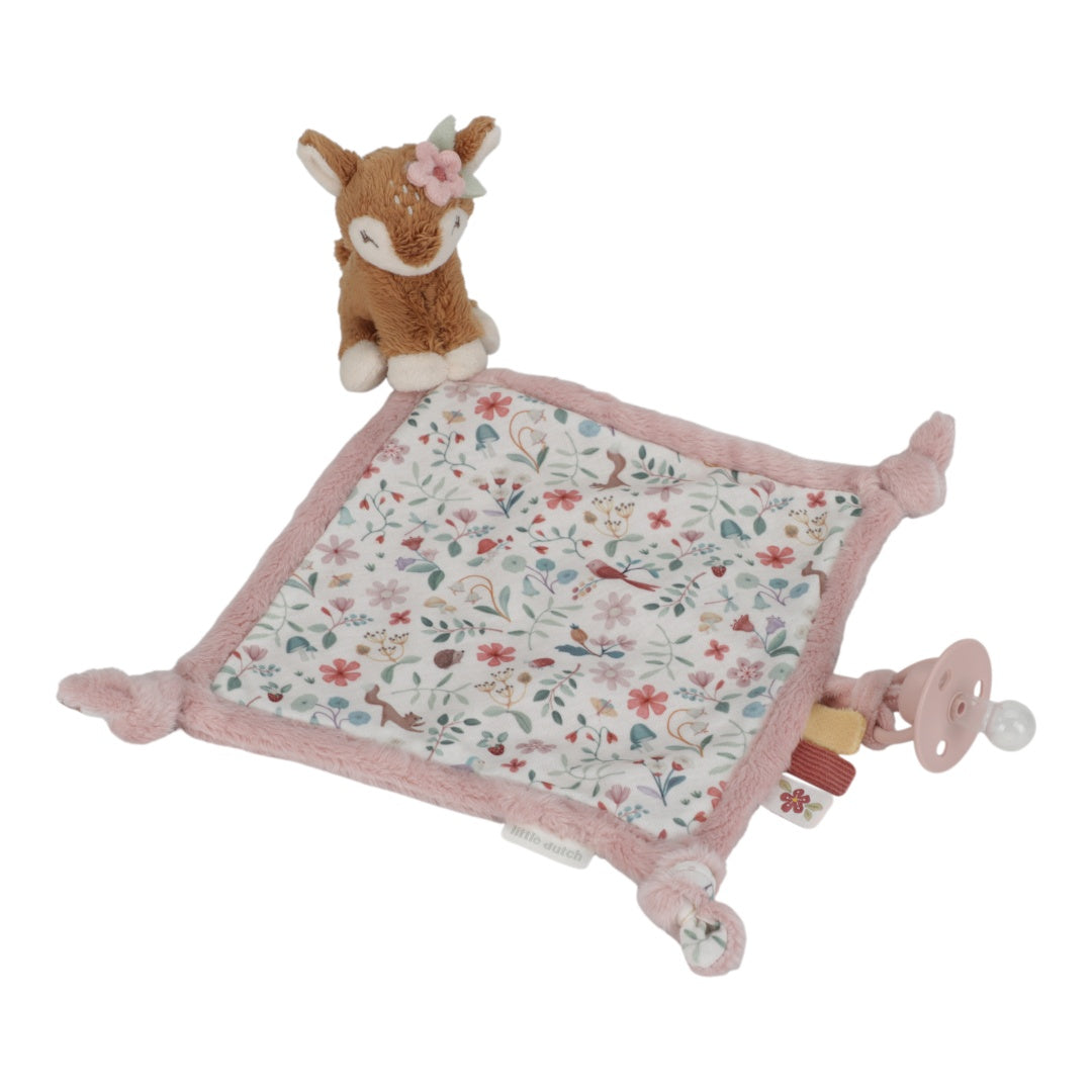 Doudou imprimé faon jardin féérique
