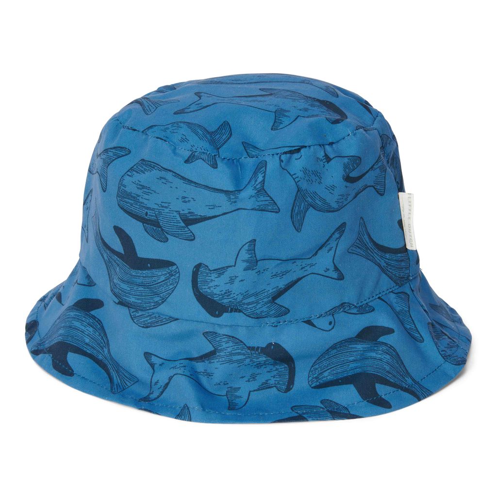 Chapeau de soleil réversible Bleu / Sea Life taille 1 | Little Dutch