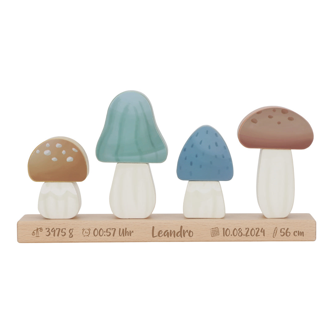 Champignons à empiler personnalisés « Amis de la forêt » – Cadeau de naissance