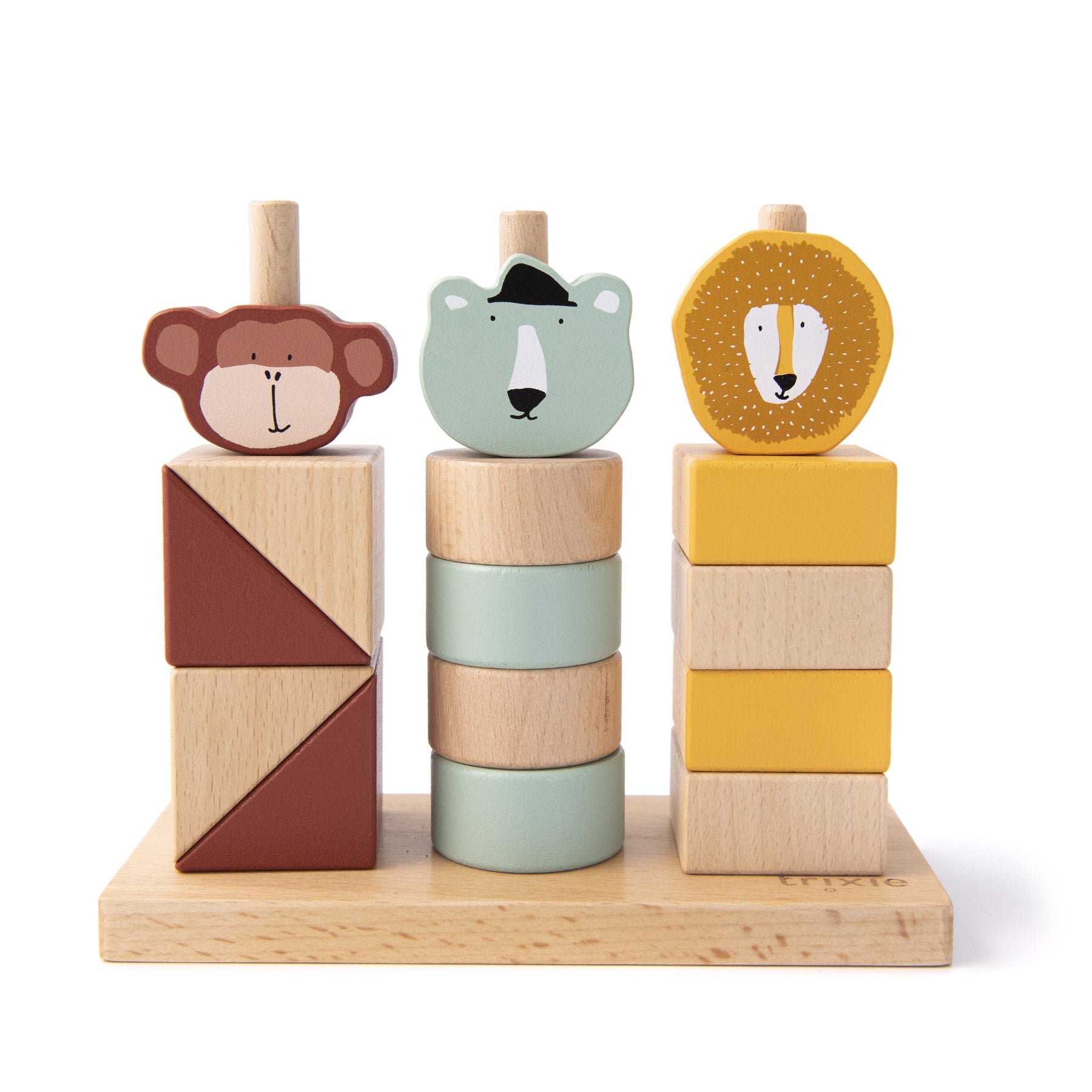 Stacking Animals Monkey/Polar Bear/Lion Wood | Trixie