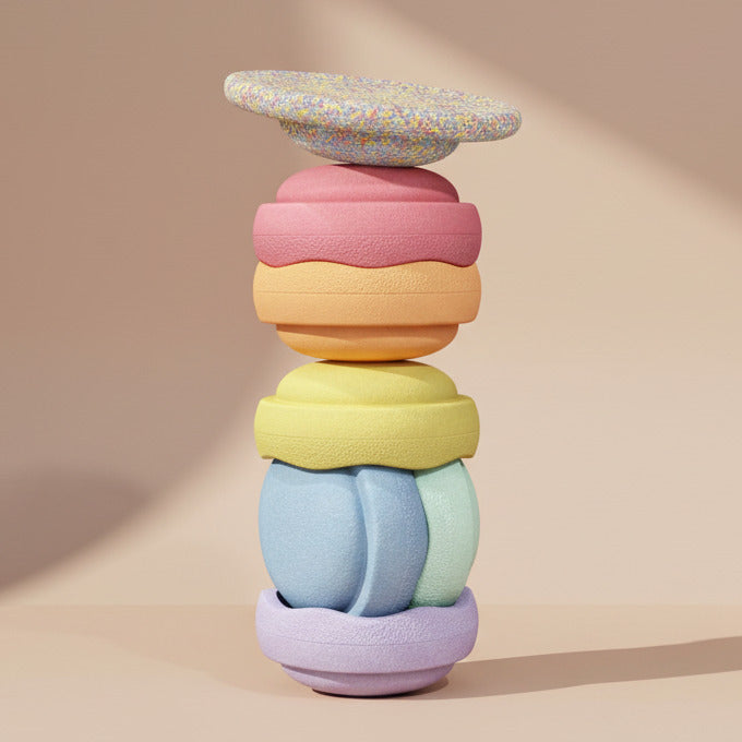 Balance Board + ensemble arc-en-ciel pastel Stapelstein | Stapelstein