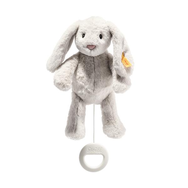 Boîte à musique lapin Hoppie, gris clair 26 cm | Steiff