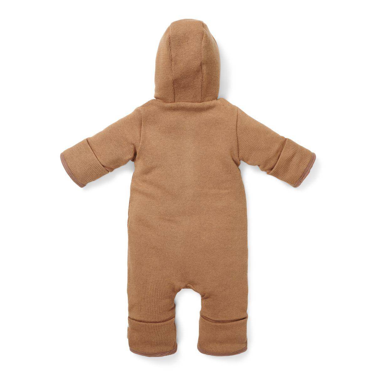 Barboteuse en tricot à capuche, marron | Little Dutch