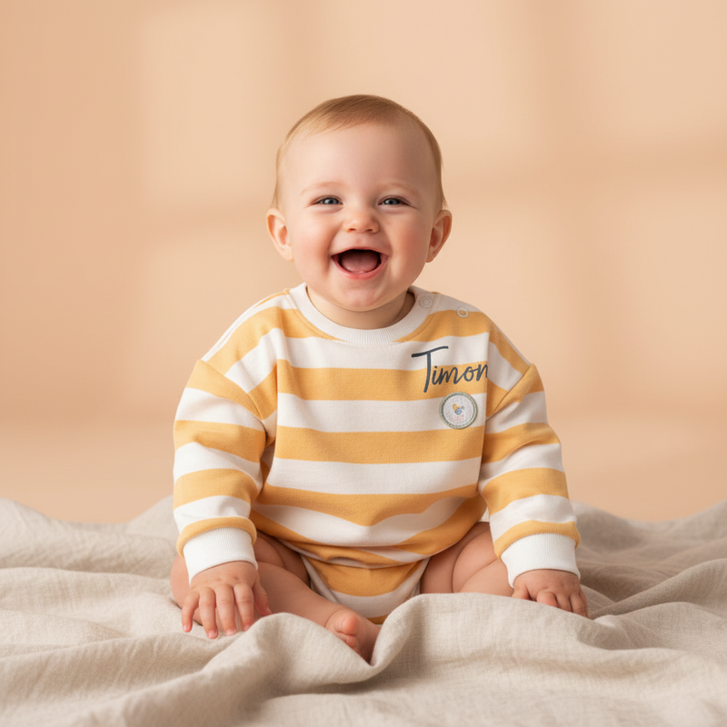 Pull Sunny Yellow Stripes – Pull-over à rayures pour enfant