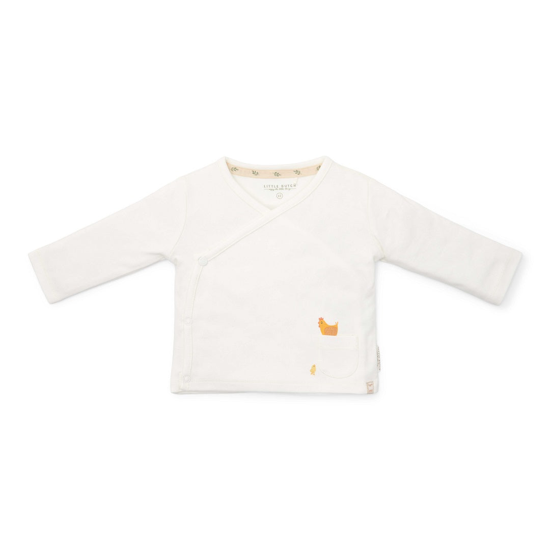 T-shirt cache-cœur manches longues crème - Little Farm | Little Dutch