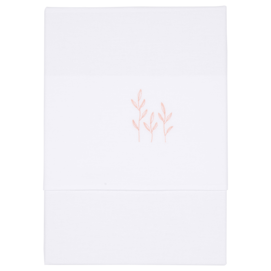 Drap de lit enfant brodé Fleurs sauvages 110 x 140 cm, rose | Little Dutch