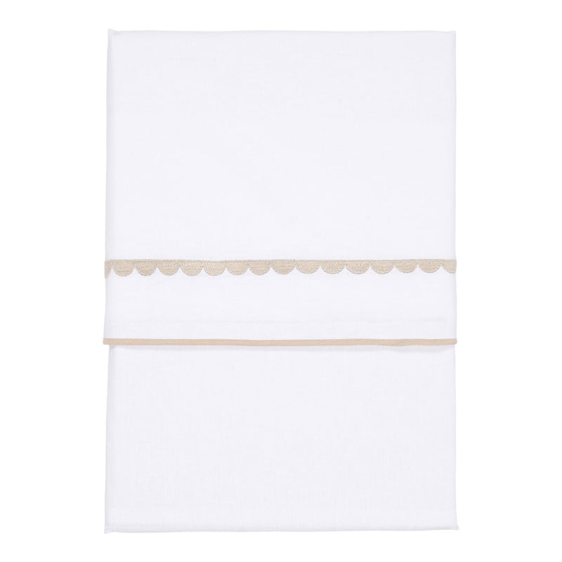 Drap de lit enfant beige arrondi brodé 110 x 140 cm | Little Dutch