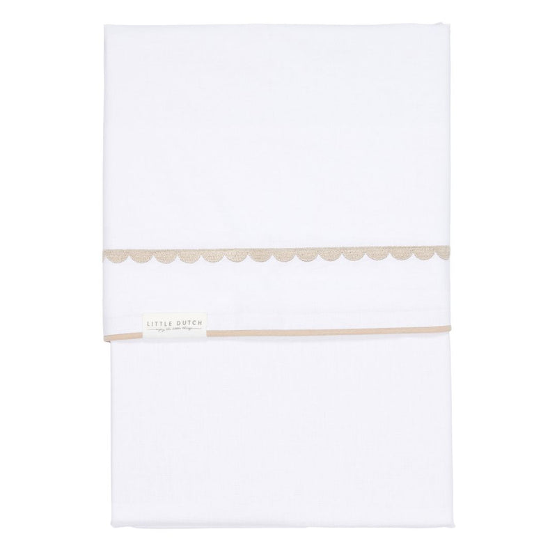 Drap de lit brodé rond, 70 x 140 cm, beige | Little Dutch