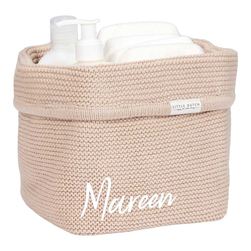 Nursing basket knitted beige, small | Little Dutch