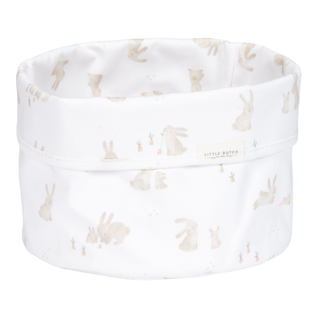 Panier de toilette personnalisé Bébé Lapin avec prénom – Rond en coton