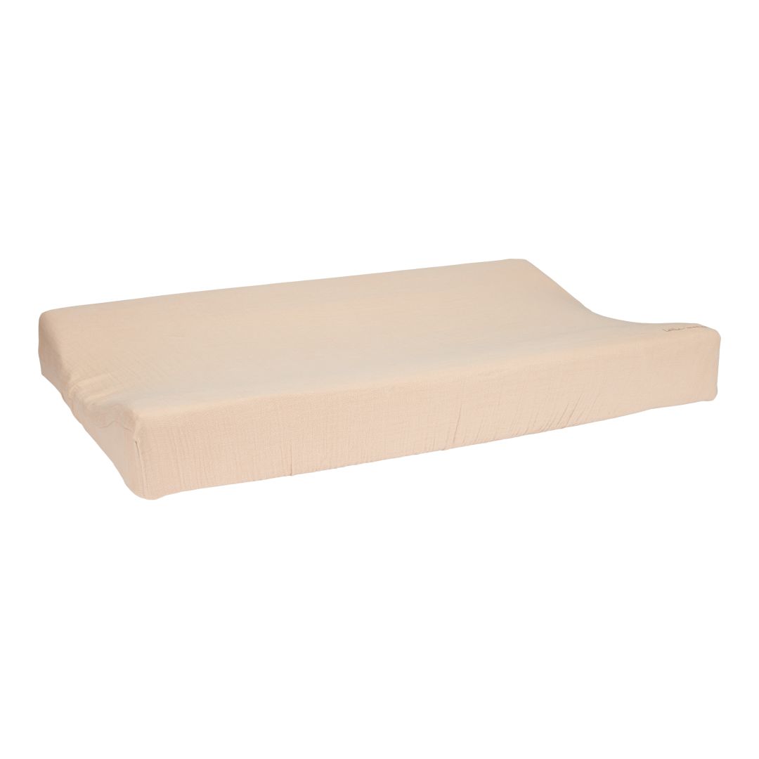 Housse de matelas à langer en mousseline beige | Little Dutch
