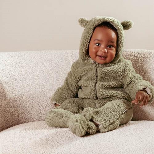 Grenouillère Teddy vert tendre - Teddy d'hiver pour nouveau-né | Little Dutch