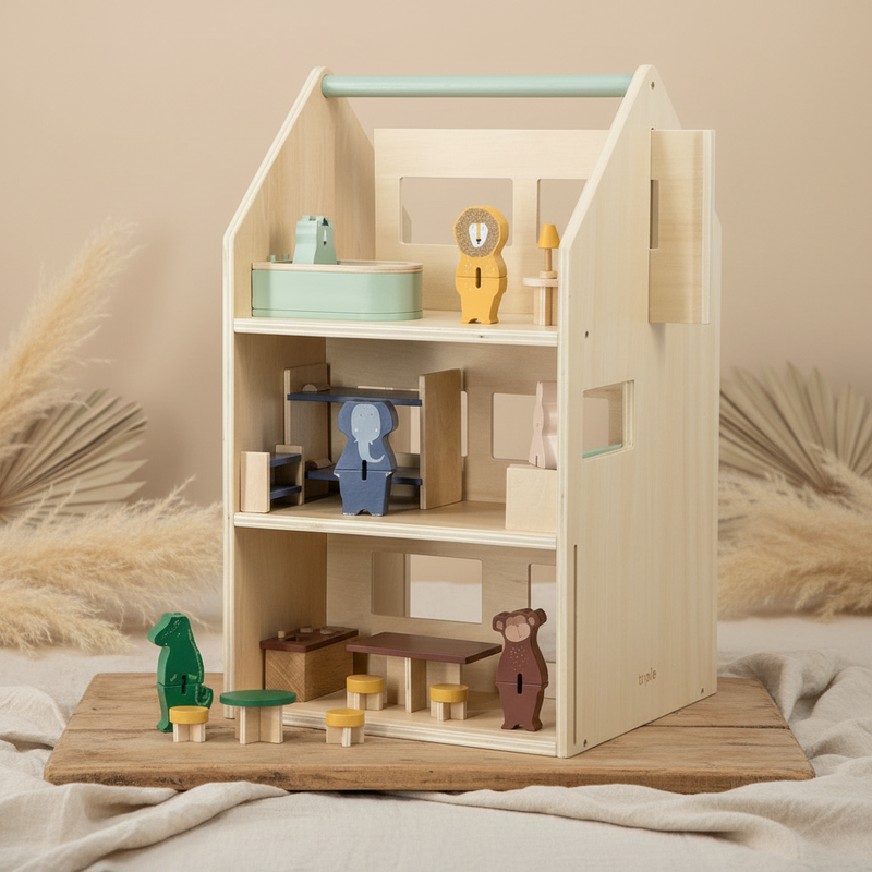 Holz Spielhaus mit Zubehör - Trixie | B-Ware ein 2.Leben