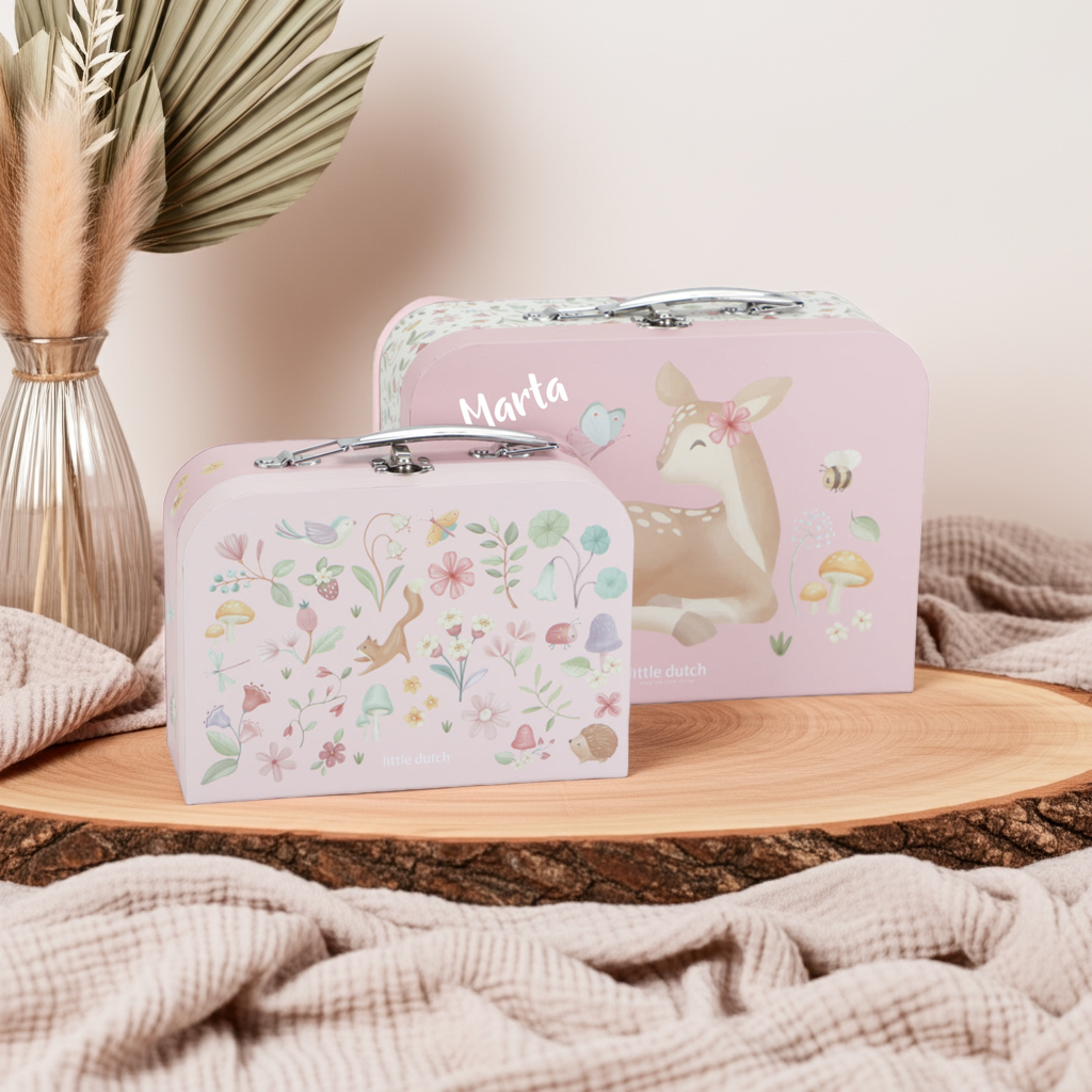 Valise personnalisée pour enfant Jardin enchanté rose avec nom