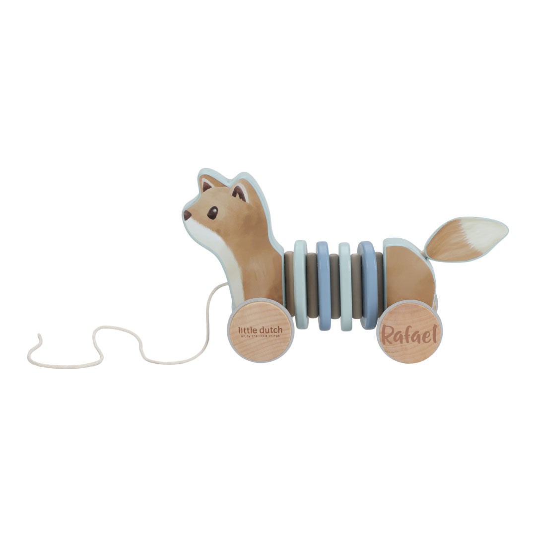 Wobbly pull toy fox personalized with name