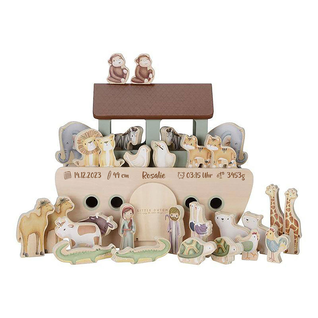 Arche de Noé personnalisée en bois – Cadeau de naissance