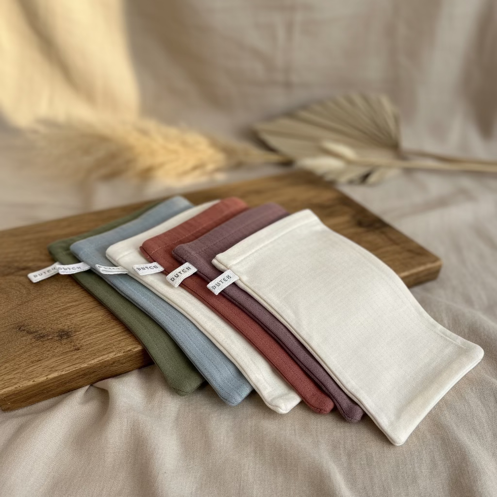 Set aus besonders weichen Baby Waschlappen in verschiedenen natürlichen Farben, sanft zur empfindlichen Haut und als liebevolle Gratisbeigabe im Geschenkset für Neugeborene enthalten
