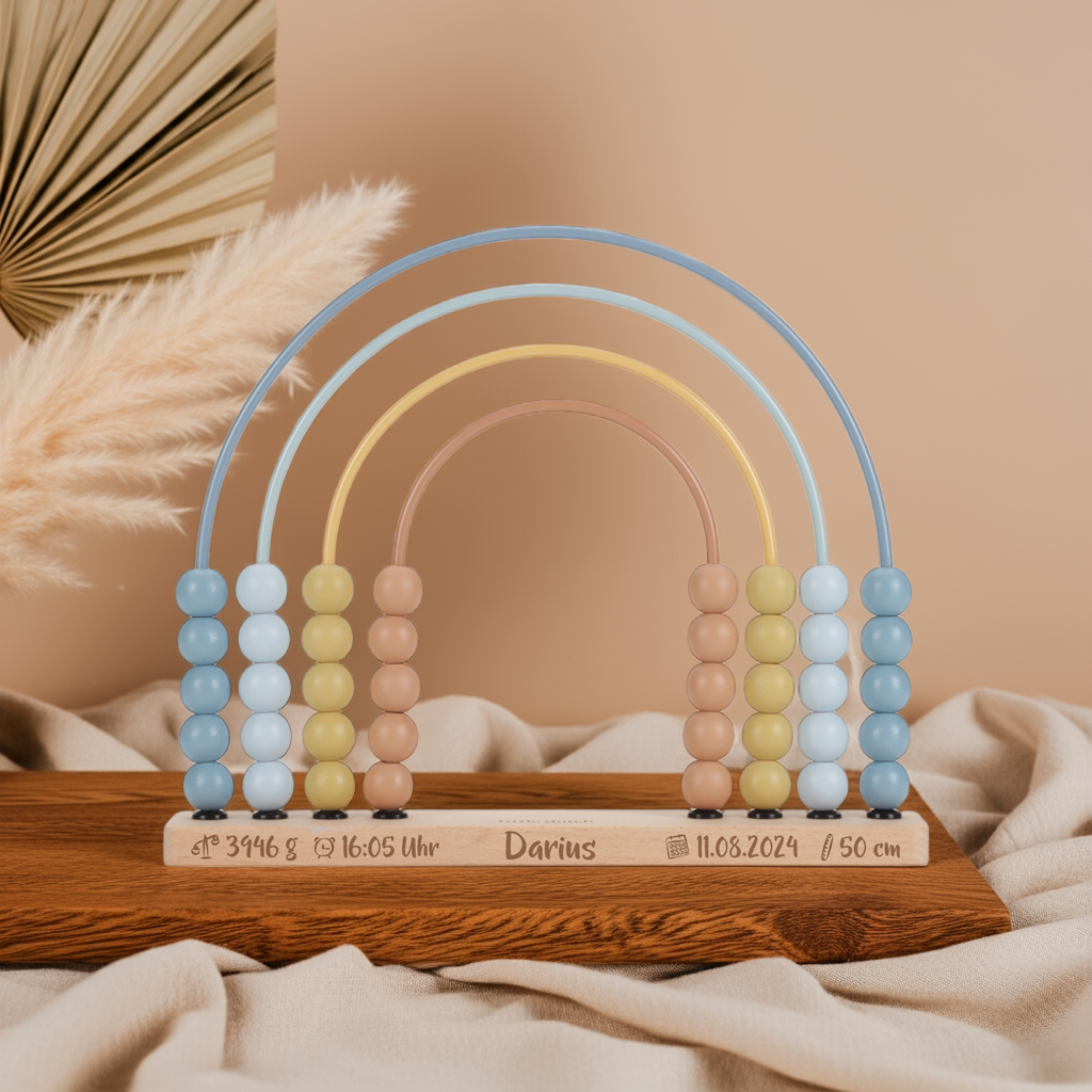 Rainbow Abacus Forest Friends Blue – Wooden Educational Toy