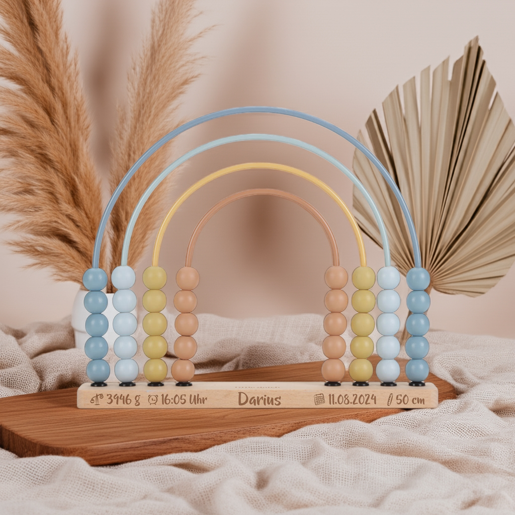 Arc-en-ciel boulier Forest Friends bleu – jouet d'apprentissage en bois