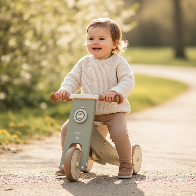 Tricycle en bois personnalisé avec nom – Cadeau pour jeunes enfants