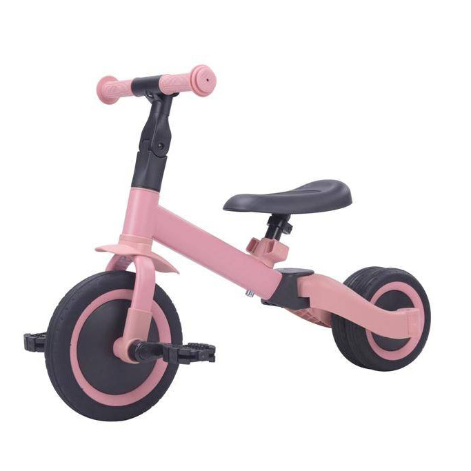 Umbaubares 4 in 1 Dreirad in Pink das sich vom Laufrad zum Dreirad umbauen lässt für Kinder ab 1 Jahr
