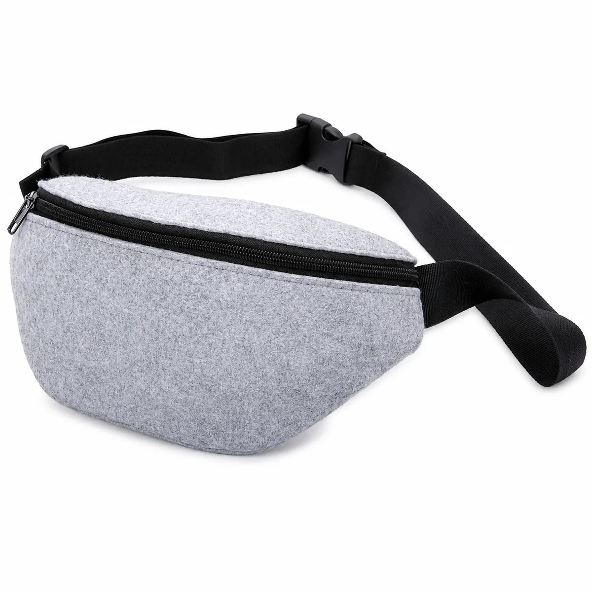 Personalisierte Filz Bauchtasche in Hellgrau mit Name Kathrin als Geschenkidee für Damen