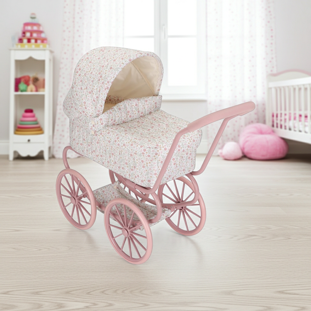 Poussette de poupée en métal Soft Flowers