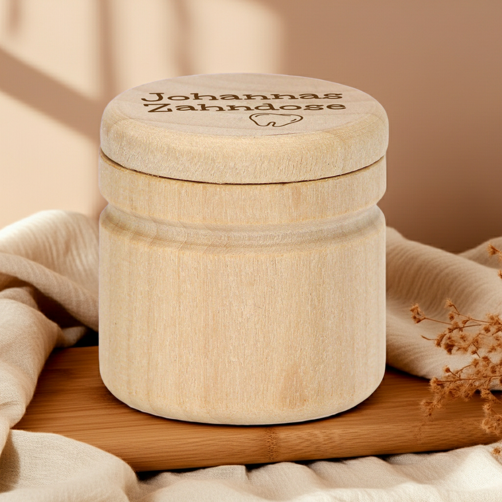 Boîte à dents de lait en bois - personnalisée avec un motif au choix | par Schmatzepuffer