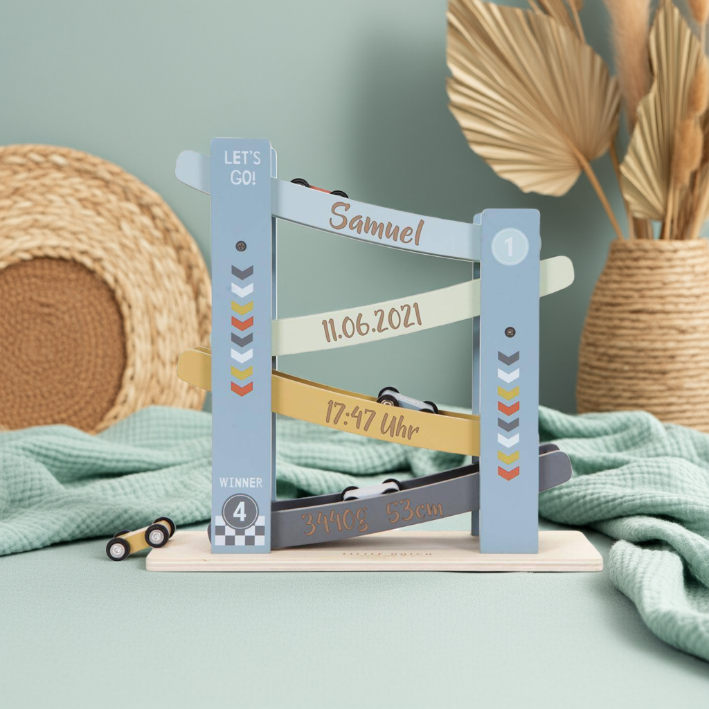 Circuit de billes personnalisé pour une naissance – cadeau unique avec prénom