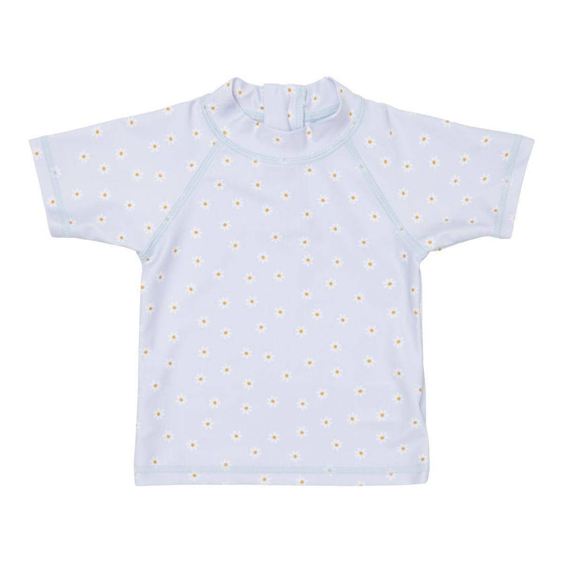 Short-sleeved swim shirt Daisies Blue | Little Dutch