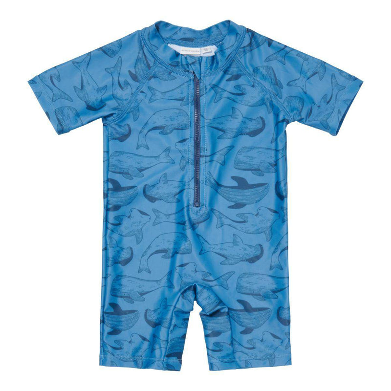 Kurzärmeliger Badeanzug Sea Life Blue | Little Dutch