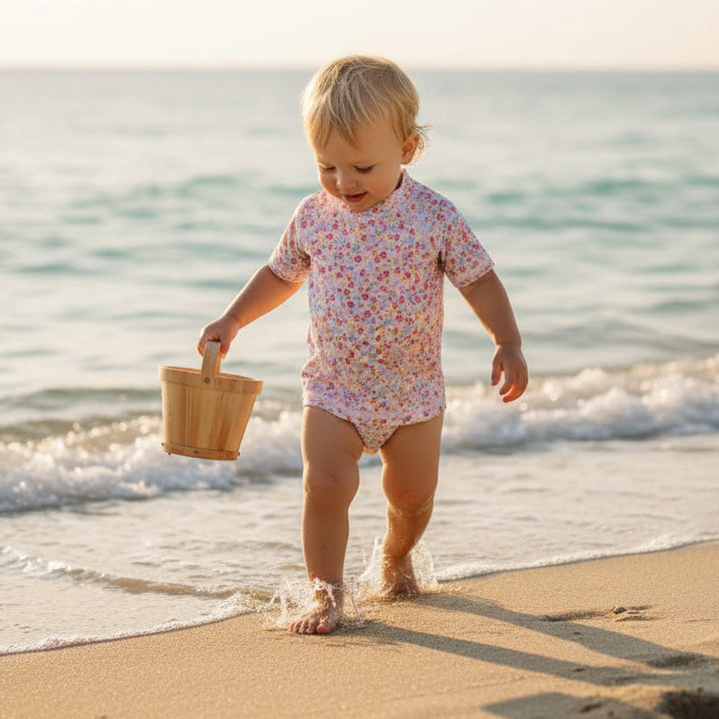 Maillot de bain à manches courtes Fleurs d'été | Little Dutch
