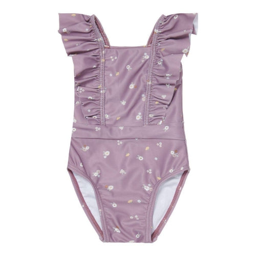 Badeanzug mit Volants, Mauve Blossom | Little Dutch