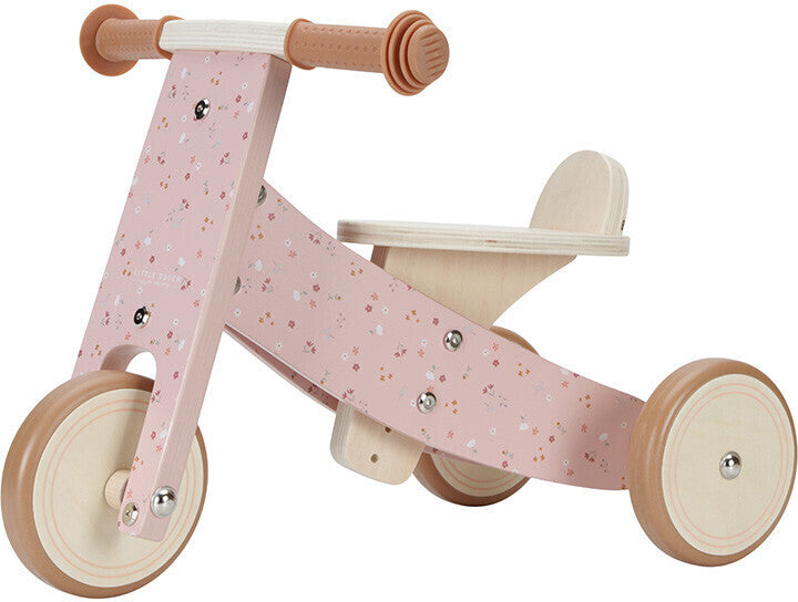 Tricycle en bois personnalisé rose avec nom – Cadeau pour les tout-petits