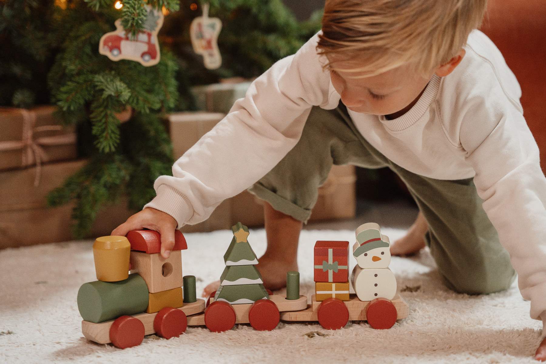 Train en bois personnalisé Noël – Cadeau de naissance
