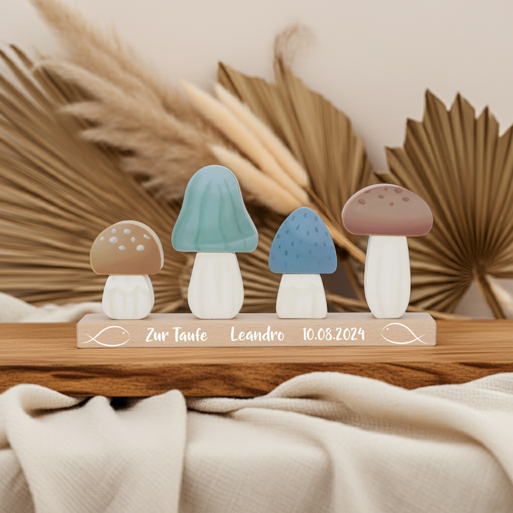Champignons empilables personnalisés Forest Friends – Cadeau de baptême | Schmatzepuffer