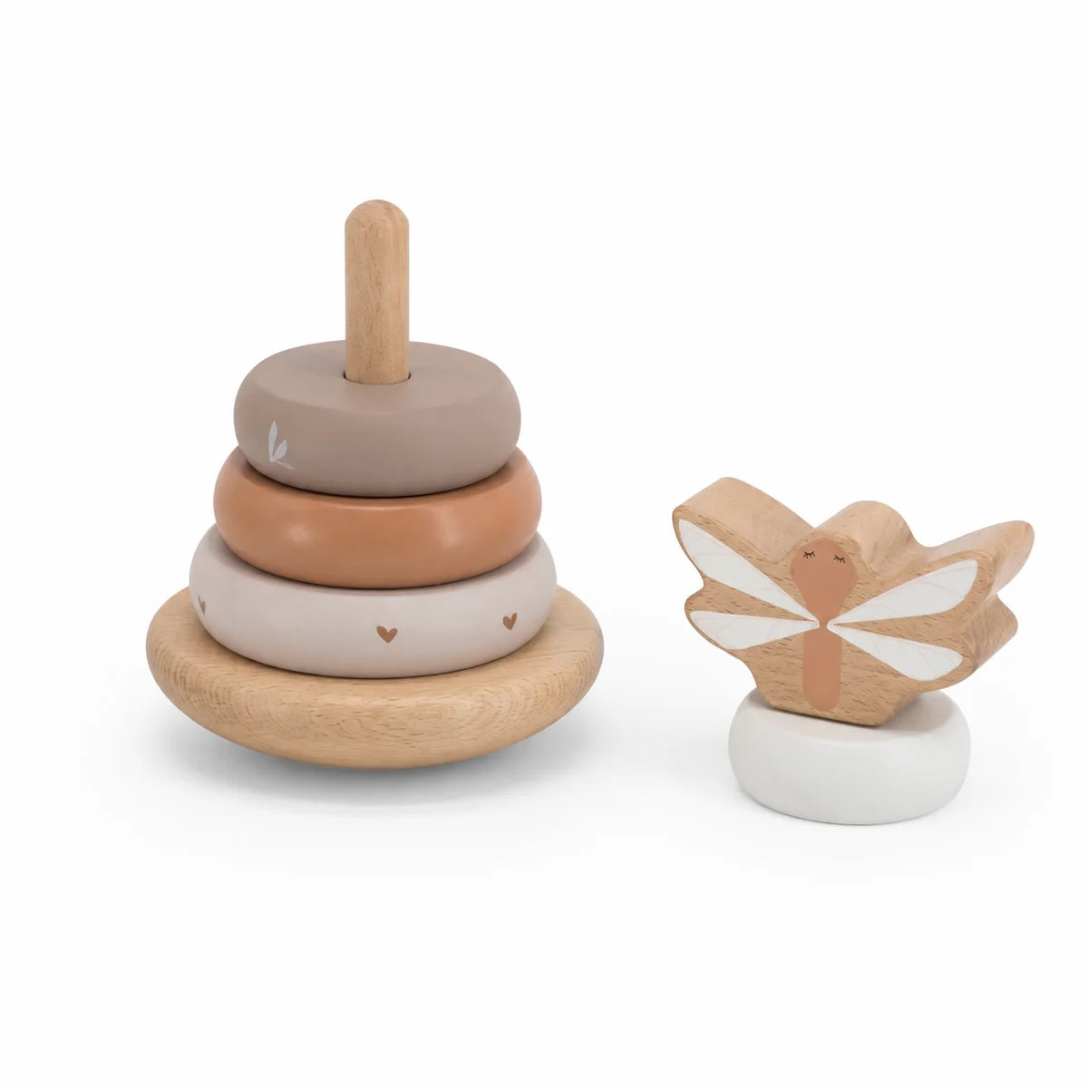 Balance Stapelturm aus Holz mit abnehmbarer Libelle von Label Label personalisiert zur Taufe mit Name und Taufdatum