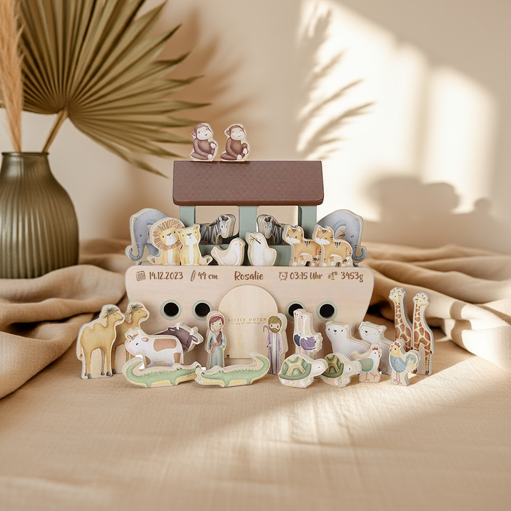 Arche de Noé personnalisée en bois – Cadeau de naissance