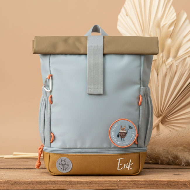 Sac à dos roll-top, naturel/bleu clair | Lässig