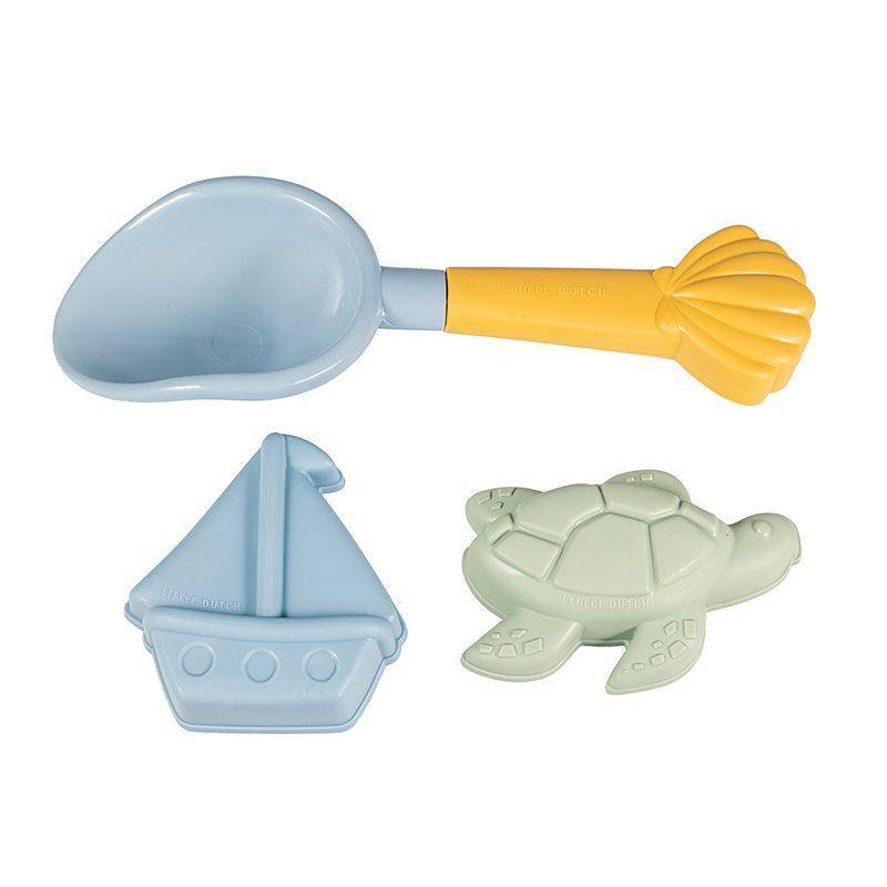 Sandspielzeug für Kinder mit Schaufel, Segelbootform und Schildkrötenform für Strand und Sandkasten