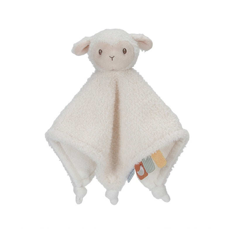 Weißes Schnuffeltuch Schaf für Babys aus besonders weichem Kuschelstoff mit Schmuseecken und Greifbändern als liebevoller Begleiter zum Kuscheln, Trösten und Einschlafen